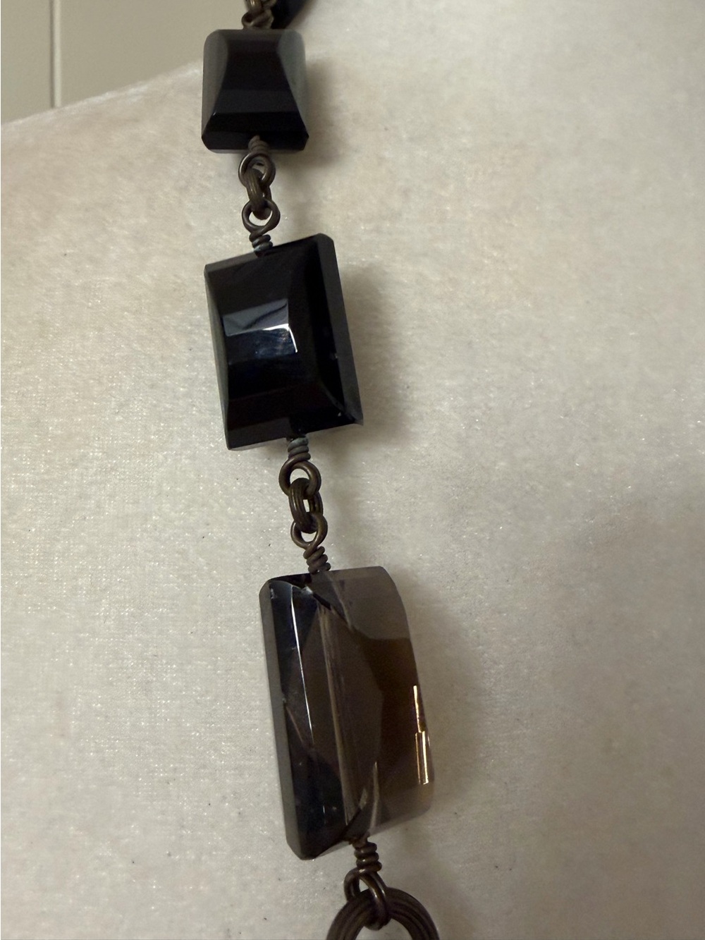 Stephen Dweck Bronze Multi-Stone Statement Necklace Pyrite Smoky Quartz - Picture 5 of 11